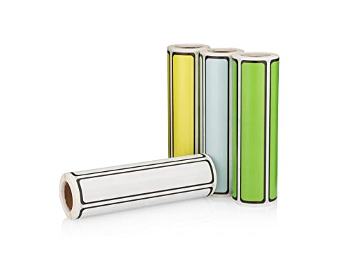 Carstens Adhesive Sticker Labels, 5 3/8” x 1”, Binder Labels for 1” Ring Binder Spines, Roll of 200, Multicolored, 4 Pack