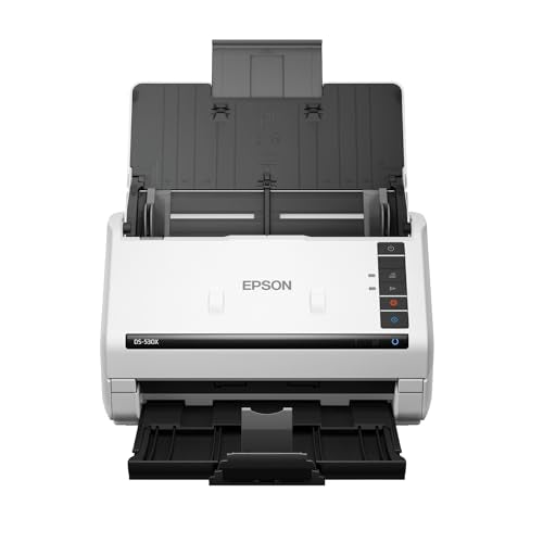 Epson DS-530X Color Duplex Desktop Document Scanner, up to 45 ppm, USB Connectivity, 100-Page Auto Document Feeder (ADF), Twain and ISIS Drivers