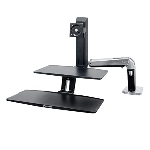 Ergotron – WorkFit-A LD Single Monitor Standing Desk Converter, Sit-Stand Workstation for Tabletops – 5 to 15 lbs, Suspended Keyboard Tray