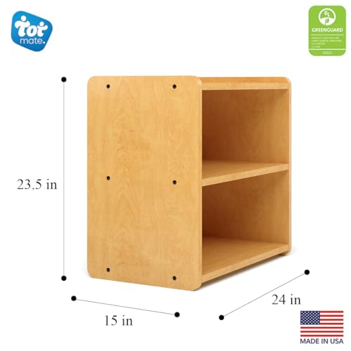 Tot Mate Single-Sided 2-Shelf Storage Cabinet for Kids and Toddlers, Free-Standing Wooden Bookshelf for Classroom, Preschool, 24" W x 23.5" H (Maple, Ready-to-Assemble)