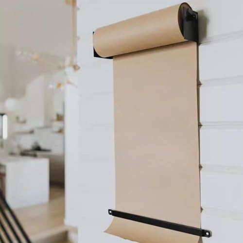 LNNW Kraft Paper Dispenser Black Butcher Paper Roll Holder Wall Mount, for Specials Menus Daily Lists Analytics Memos Decorative Message Boards for Wall(37cm/14.6in Wide)