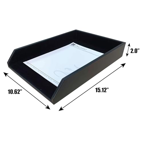 Dacasso Classic Black Leather Legal Letter Tray