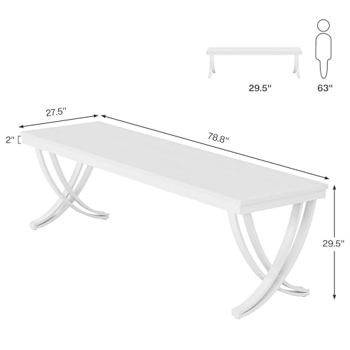 Tribesigns 6.5FT Conference Table for 6-8 People, 78 inch Long Rectangular Seminar Table with Strong Metal Frame, Business Furniture Boardroom Desk for Office Meeting Conference Room (1PC, White)