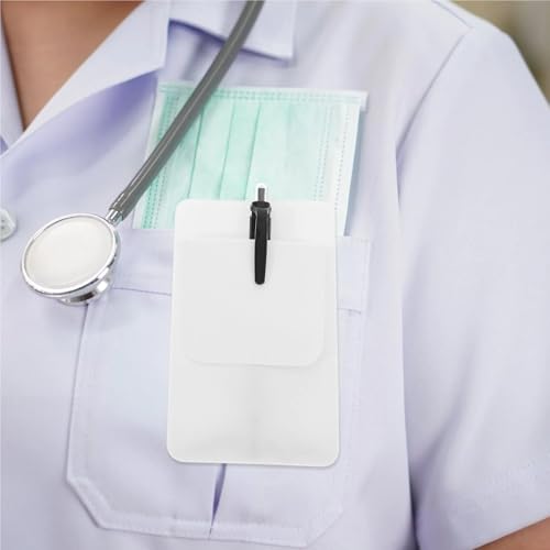 Superhao Pocket Protector 60Pcs PVC Pen Pouch Pocket Protector Organizer for Nurses Doctors Lab Coats Shirt Pocket Holder Prevent Ink Stain White for Hospital School Office