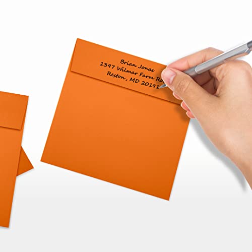 LUXPaper Square Invitation Envelopes | Peel & Press | 5 1/2" x 5 1/2" | Mandarin Orange | 80lb. Text | 1,000 Qty