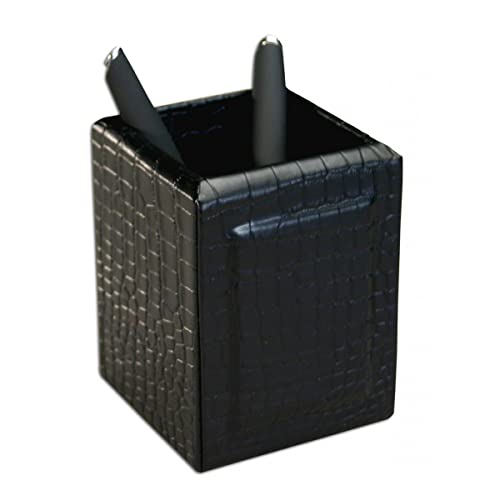 Dacasso Black Crocodile Embossed Leather Desk Set, 3-Piece