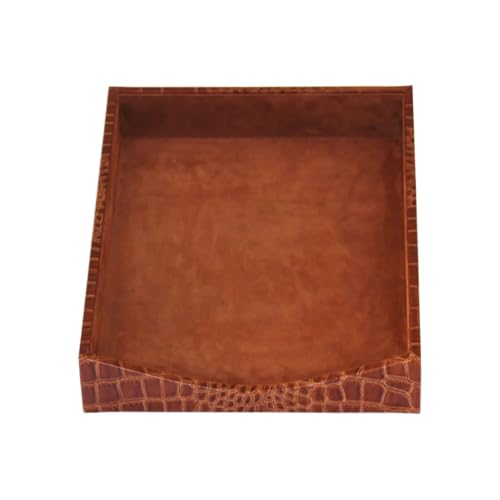 DACASSO Protacini Cognac Brown Italian Leather Desktop Letter Tray - Luxury Letter Holder & Paper Organizer for Desk - Office Organization & Executive Desk Decor - (Brown)