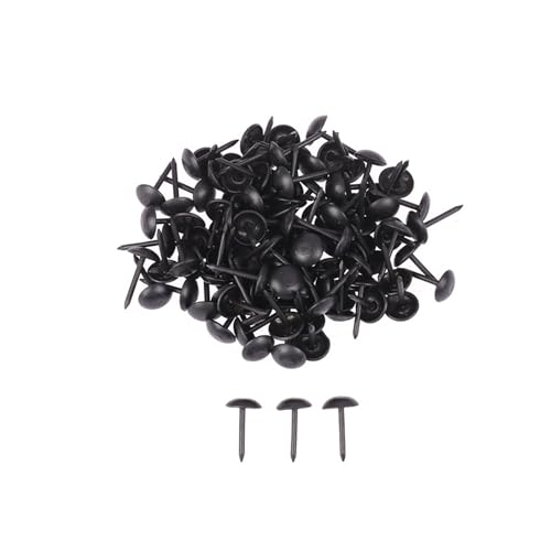 CLENEA 100PCS Black Round Head Metal Pushpins Upholstery Nails Vintage Tacks Stud Decor(0.7 * 1.3cm)