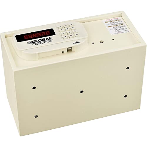 Global Industrial Hotel Safe Electronic Lock w/Card Slot, Keyed Differently, Off White, 15"Wx10"Dx7"H