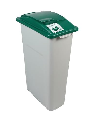 Sturdy Essentials Waste Wise 23 Gallon Recycled HDPE Waste and Recycling Bin for Commercial Spaces - (Green/Grey w/Lid, Organics)