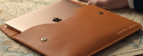 Handmade Leather MacBook Pro 16.2'' Sleeve, Nautical Marine Envelope Case-Tan