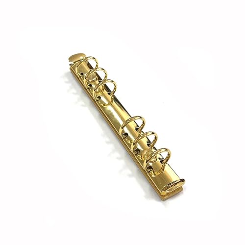 Ring Clips 6pcs A6 Detachable Buckle Loose-Leaf Binder Strip with Bamboo Back Panel 6 Holes Metal Ring Clips for Data Book Album Notebook(Golden)