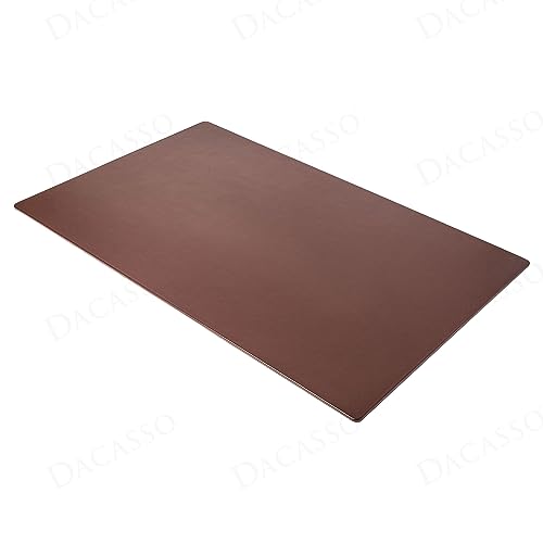 Dacasso 38 x 24 Chocolate Brown Leather Desk Mat w/Out Side Rails - Executive Desk Surface Protector - Luxury Leather Desk Blotter for Writing