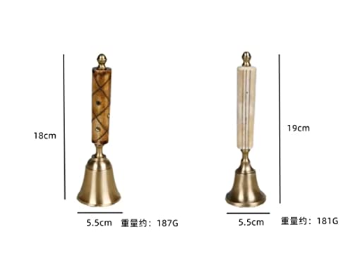 Hand Bell Extra Loud Solid Brass Call Bell， Hand Bell for Elderly, Last Order Wooden Ringing Bell for Santa, School, Dinner, Christmas Party, Adults,Luxury Home Decoration Ornaments(White)