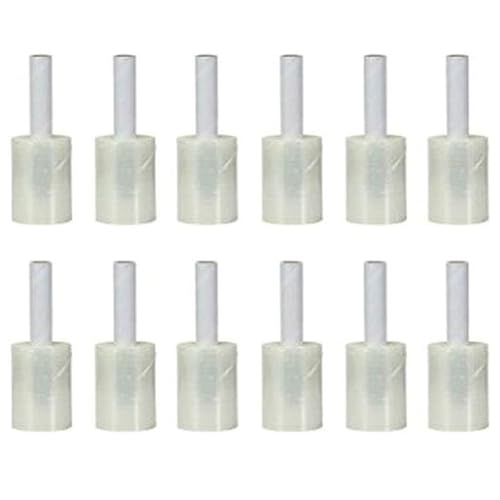 Plastic Film Pallet Wrap with Handle, 5 Inches X 1000 Feet, 80 Gauge, Clear Shrink Stretch Wrap Roll, Furniture, Boxes, Pallets, Industrial Strength, Made in USA (12-Pack)