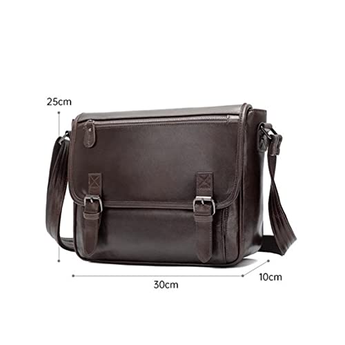 TGBHM Laptop Messenger Bags Men's Casual Leather Shoulder Bag Messenger Bag Sports Outdoor,Chocolate Color-30x10x25cm