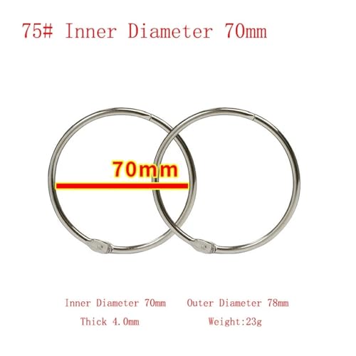 Notebook Rings 70pcs Loose-Leaf Book Binder Rings Keychain Album Craft Photo Circle Clips for Book Binding(70mm)