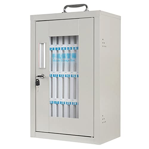 24/36 Bit Pocket Chart Cell Phones Storage Cabinet Wall Mounted Cell Phone Organizer Storage Locker Box with Safety Lock and Handle for Classroom Office (Color : Silver, Size : 36)
