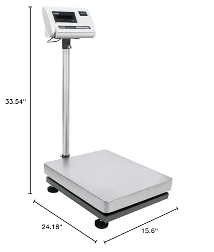 U.S. Solid 680 lb x 0.02 lb Digital Bench Scale, 304 Stainless Steel Postal Package Shipping Scale, 310 kg Capacity, 10 g Accuracy, 16 x 20 in Platform, Lb/Kg Conversion Supported