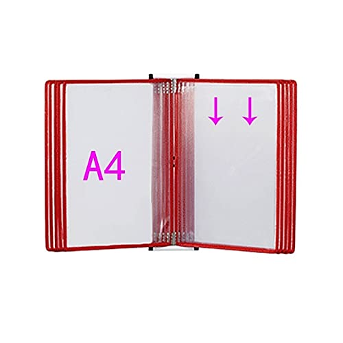 KGDJBGSE Wall Mounted File Folder Holder, Hanging Organizer For A4 Documents, 10 Sleeves Wall Display, Red(Red)