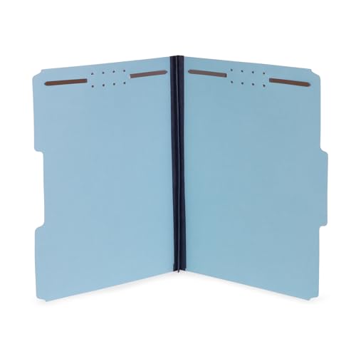 Blue Summit Supplies 25 Pressboard Fastener Folders, Letter 1", Light Blue