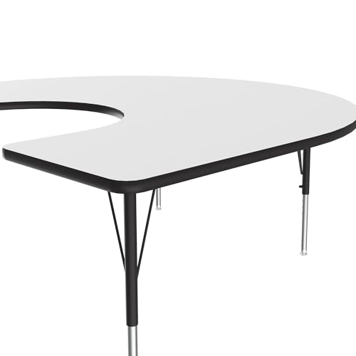 Correll 60" x 66" Horseshoe Dry Erase Activity Table, Markerboard/Black