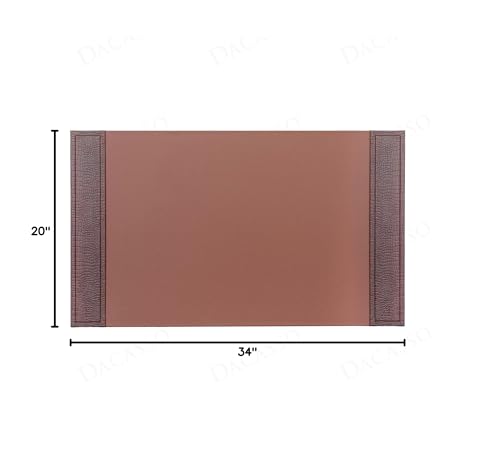 Dacasso 34” x 20” Brown Crocodile Embossed Luxury Leather Desk Pad w/Side Rails - Executive Desk Surface Protector - Blotter for Writing