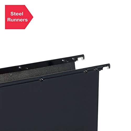 Rexel Foolscap Heavy Duty Suspension Files with Tabs and Inserts for Filing Cabinets, 15 mm Base, Polypropylene, Black, Crystalfile Extra, Pack of 25, 3000080