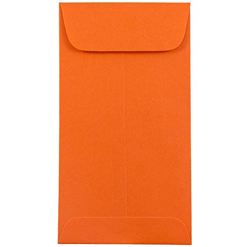 JAM PAPER #7 Coin Business Colored Envelopes - 3 1/2 x 6 1/2 - Orange Recycled - Bulk 250/Box
