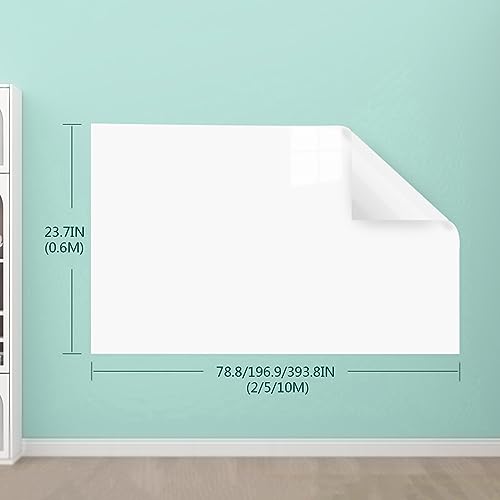Removable Sticky whiteboard Film, Electrostatic Self Adhesive Dry Erase Whiteboard Contact Paper Roll White Multiple Sizes(23.7x78.8IN(0.6x2m))