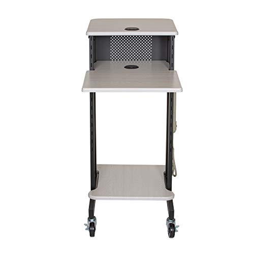 OEF Furnishings Presentation Cart and Stand, OEFPRC200, Steel Frame, Ivory Woodgrain