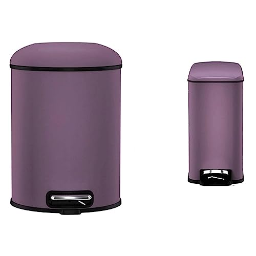 NOLLAM Bote Fog Purple Trash Can w/Lid Stainless Steel Foot-Operated Waste Paper Basket Blocking Smell Indoor Garbage Can for Hotel/Home/Bedroom/Kitchen Kitchen Office