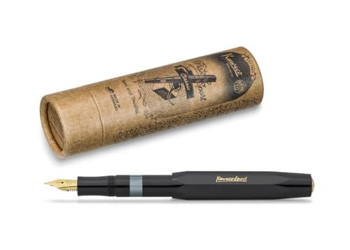 Kaweco PISTON SPORT CLASSIC Black/Gold I Premium Plastic Fountain Pen for Ink Bottles with Transparent Ink Window in Nostalgic Box I Exclusive Piston Filler 13 cm I Nib: EF (Extra Fine)