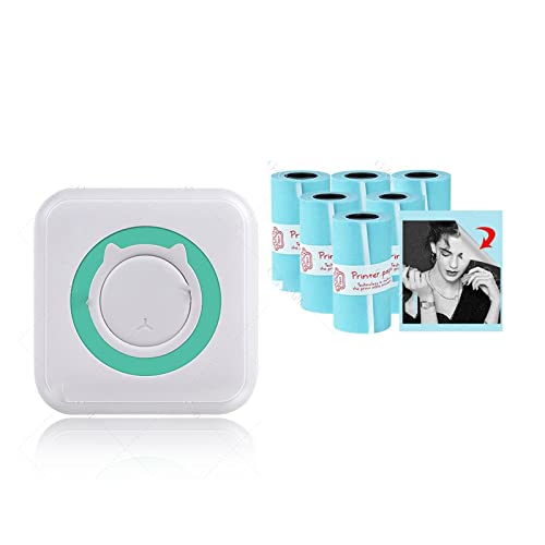 MKJGGII Mini Portable Thermal Printer Paper Rolls 57mm Pocket Printing Wireless Connect Printers Add 3Sticker(BL add 3Sticker)