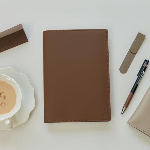 Vegan Leather Book Cover, 2 Pockets | Common Nuovo (Mocha Brown, A5)