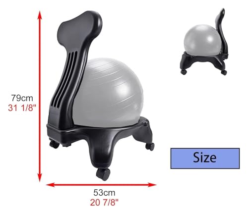 OneGrifN Yoga Ball Chair,Yoga Ball，Exercise Ball, Yoga Ball Chair Office Ergonomic Ball Chair Workout Yoga Ball Seat for Adults Relieve Back Pain Birthing Balls Chair with Wheels