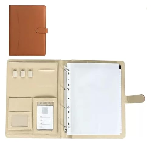 Conference Portfolio Folder Wallets, 4 Ring Professional Binder Organizer Briefcase Personalized Document Folder for Tablets Resumes Documents(Brown)