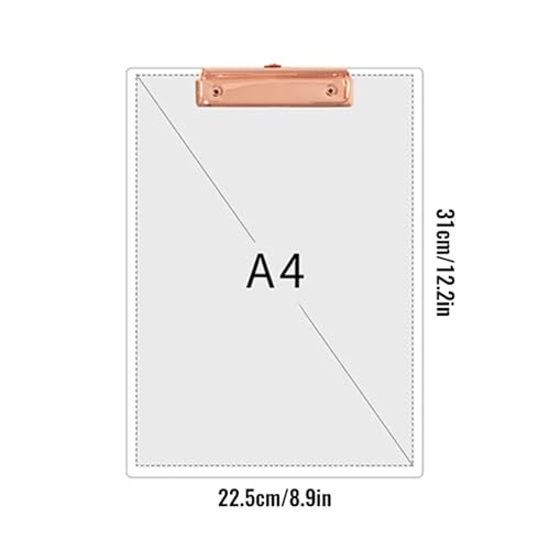 Clipboards Bulk 2Pcs A4 Acrylic Clipboard Transparent File Holder Low Profile Clip Holds 30 Sheets Office Supplies for Professionals(RGD)