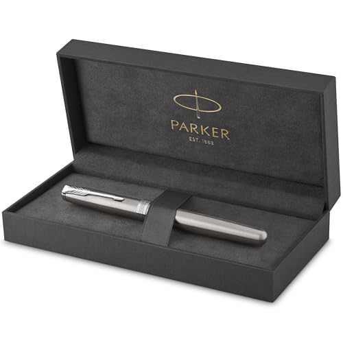 PARKER Sonnet Rollerball Pen, Stainless Steel with Palladium Trim, Fine Point Black Ink (1931511)