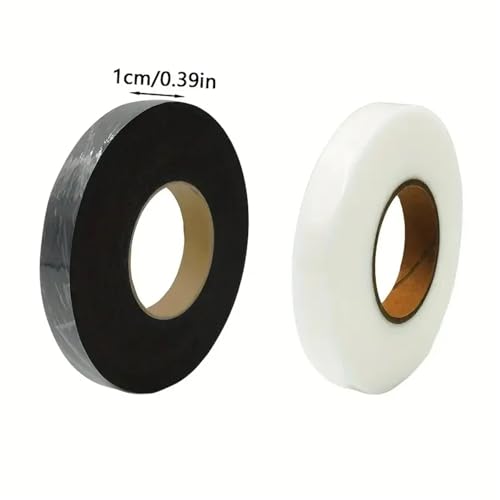 Heat Bond Iron-On Adhesive 20Roll 10pcs Black+ White Double-Sided Interlining Adhesive Fabric Clothes Iron On Hem Tape(2.5 CM-20PCS)