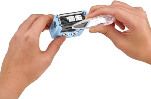 MARKY Stamp Set in Light Blue, with Black Ink for Labelling Various Objects and Clothing, incl. 3in1 Refill Set with Ink pad, 40 Labels and 1 m thermotape