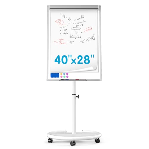 Mobile Magnetic Whiteboard on Wheels, Portable Dry Erase Easel 40 x 28 Inch