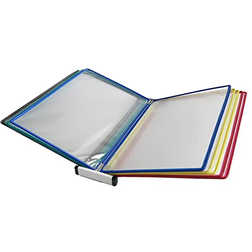 HONGKEFIT A4 Folder Wall-Mounted File Holder, Display Panel Desk Unit, Poster Flip Book Display, 10 Panels and Tabs, Perfect for Storing and Displaying A4 Documents