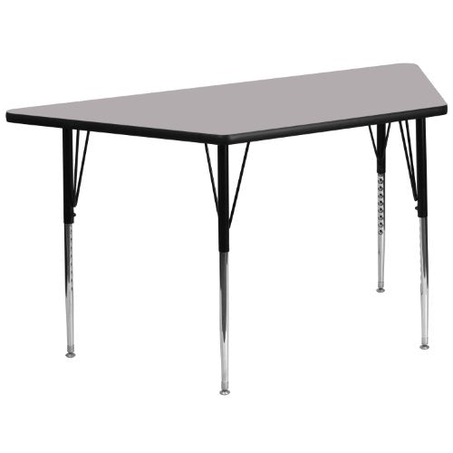 BizChair Trapezoid Grey Thermal Laminate Adjustable Activity Table
