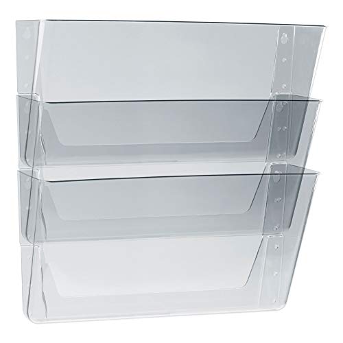 Storex Wall File, 3 Sections, Legal Size 16" x 4" x 14", Clear, 3/Set