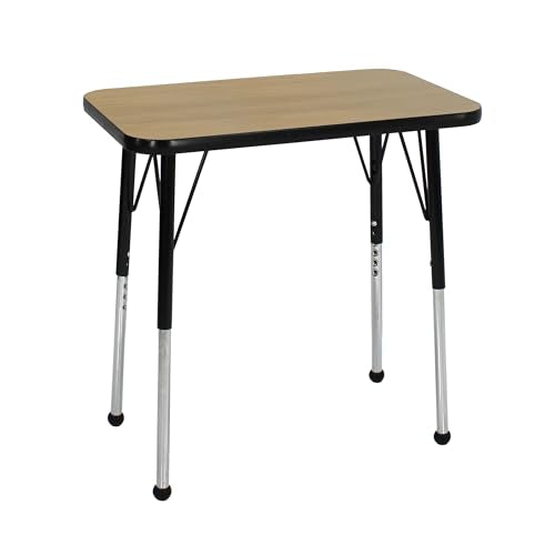 FDP 18" x 30" Rectangle Table with Standard Ball Glide Legs - Oak/Black