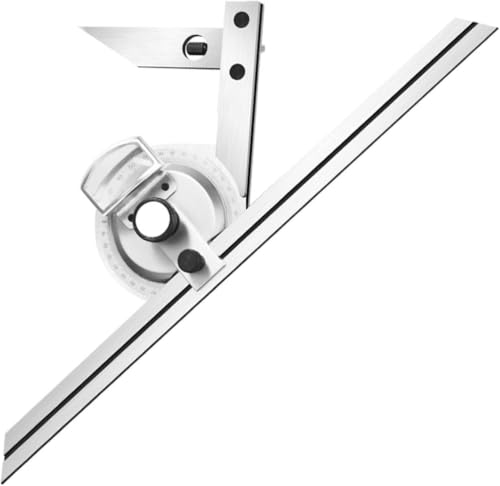 0-360° Universal Bevel Protractor, Detachable Stainless Steel Vernier Angle Ruler with Magnifying Glass, 5' Division Value, for Internal and External Angle Measurement