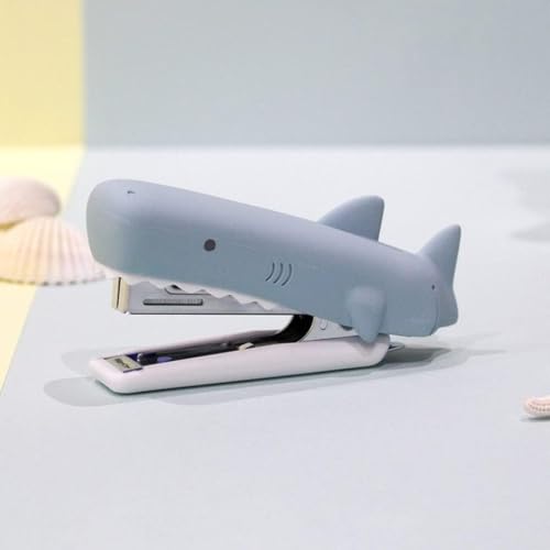 Desktop Staplers-Mini Stapler-Animal Silicone Stapler Cute Manual Staplers Stationery Office Supply Home School Accessories for Kids(Shark)