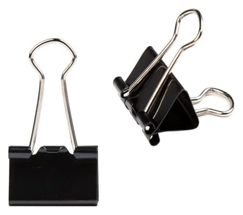 KGDJBGSE Paper Clips，Bulldog Clips， 60Pcs Binder Clips, Black Metal Paper Binder Clips, 25mm Clamps, Photo File Paper Document Clip, Bill Office Data Long Tail Clip for Office Home