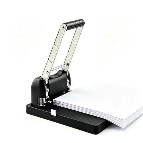 2 Hole Paper Punch, Heavy Duty Paper Punching Machine, Hole Spacing: 80mm, Punch Diameter: 6mm, Unching Thickness: 15mm, Punches Up to 100 Sheets of Paper, for School Office Home Supply